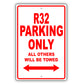 Volkswagen R32 Parking Only All Others Will Be Towed Aluminum Decor Garage Sign