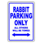 Volkswagen Rabbit Parking Only All Others Will Be Towed Aluminum Decor Garage Sign