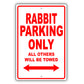 Volkswagen Rabbit Parking Only All Others Will Be Towed Aluminum Decor Garage Sign