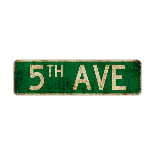 5th Ave Vintage Retro Street Novelty Sign Rustic Metal Aluminum Decor Wall Man Shop Cave Bar Gift