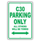 Volvo C30 Parking Only All Others Will Be Towed Aluminum Decor Garage Sign