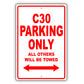 Volvo C30 Parking Only All Others Will Be Towed Aluminum Decor Garage Sign