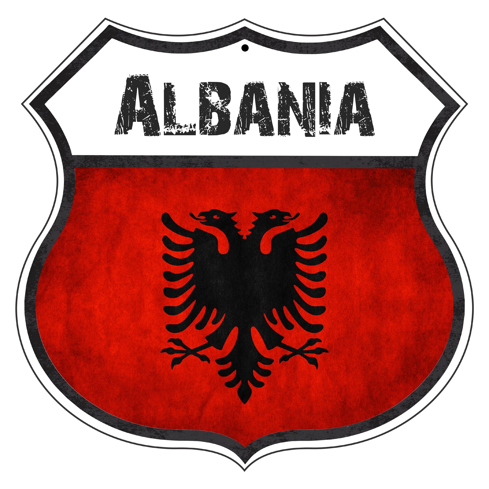 Albania Flag Shield Sign