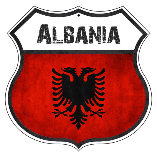 Albania Flag Shield Sign