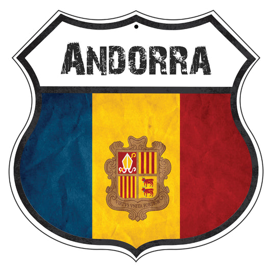 Andorra Flag Shield Sign