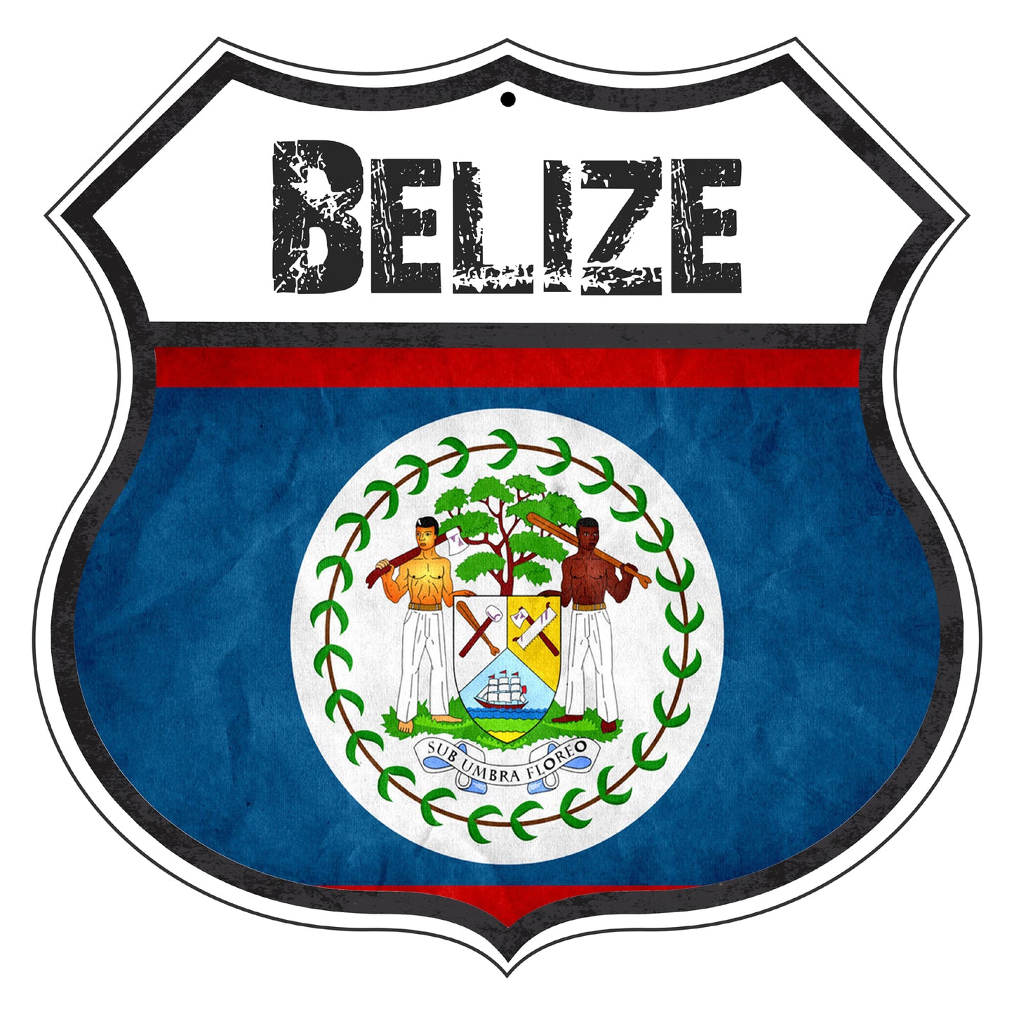 Belize Flag Shield Sign
