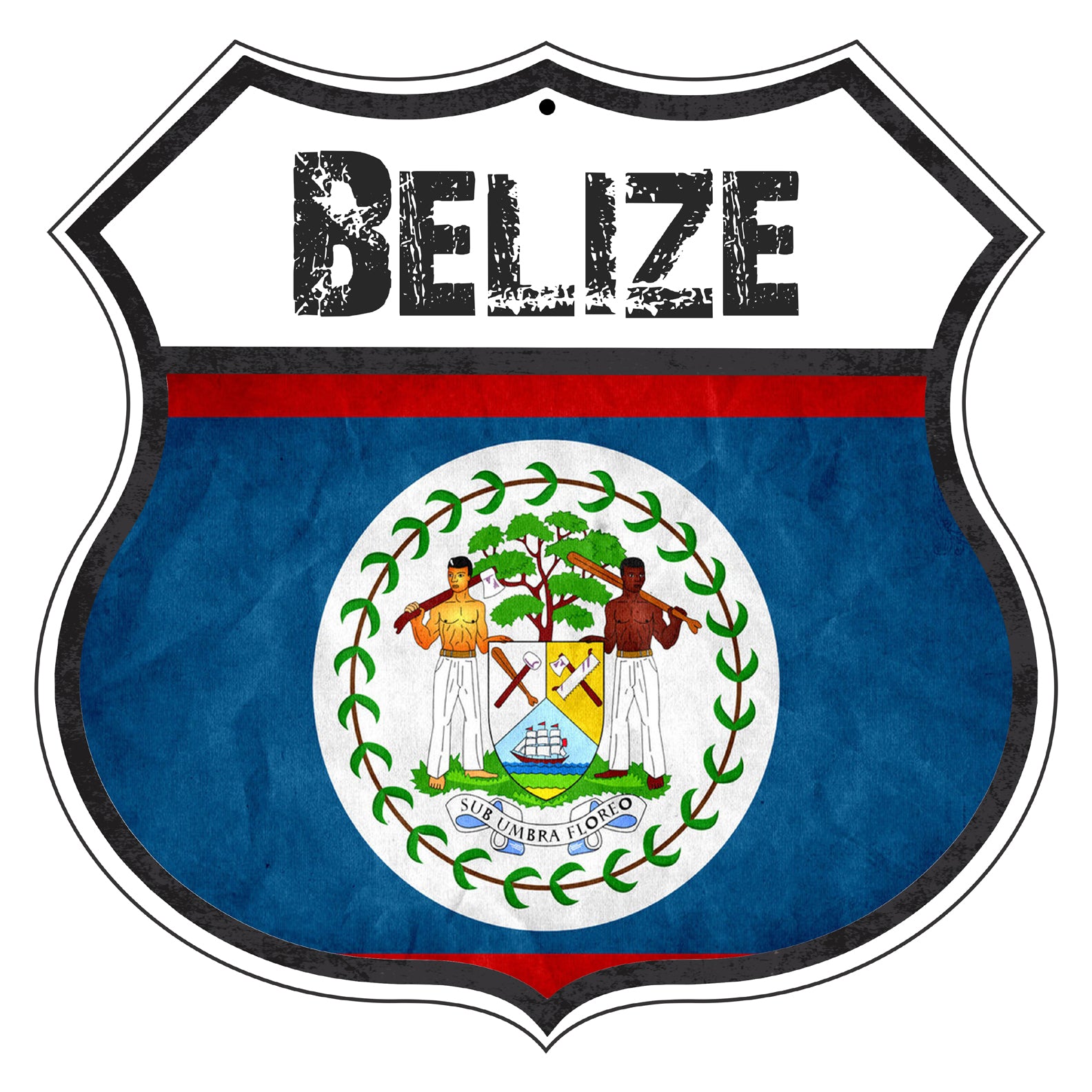 Belize Flag Shield Sign