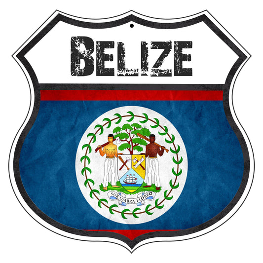 Belize Flag Shield Sign