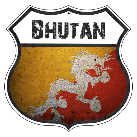 Bhutan Flag Shield Sign