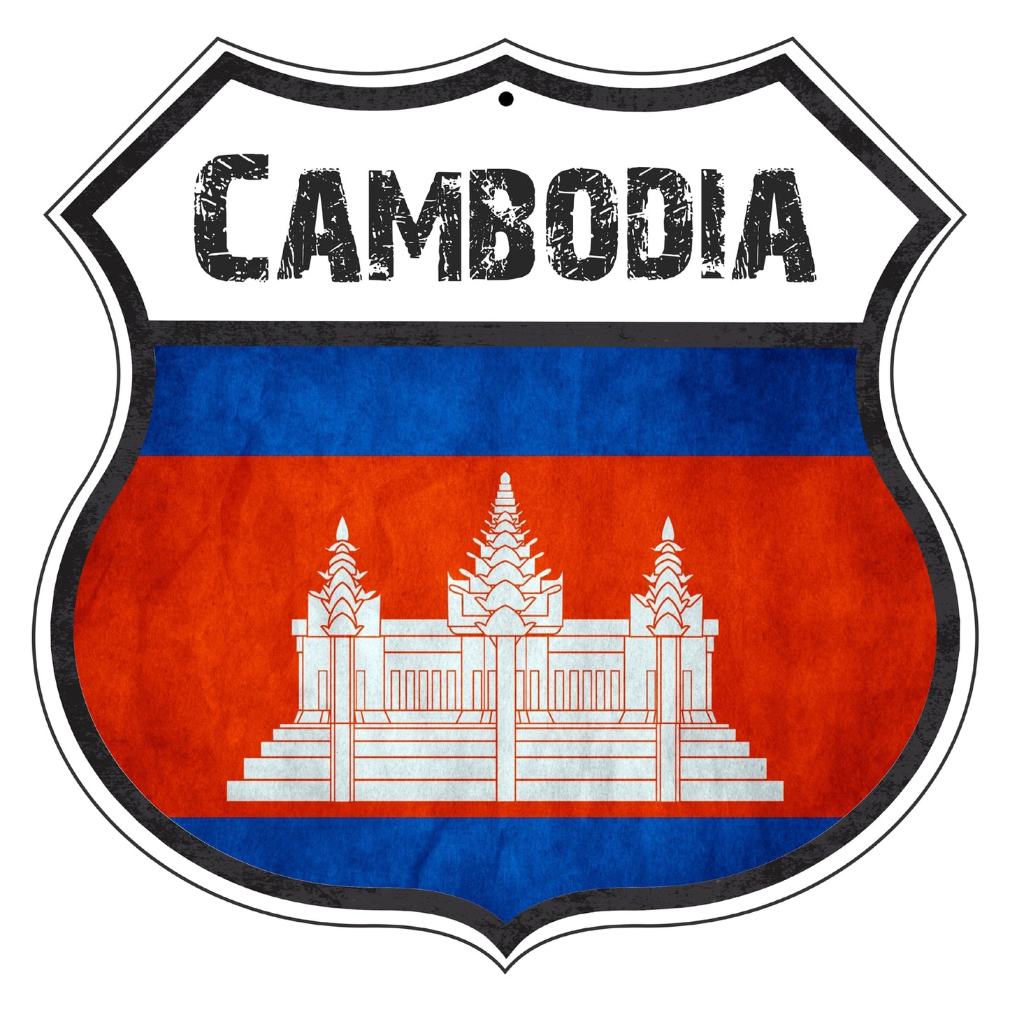 Cambodia Flag Shield Sign