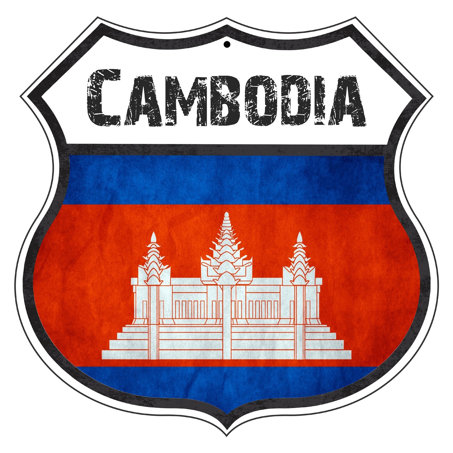Cambodia Flag Shield Sign