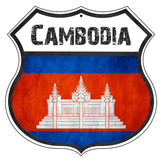 Cambodia Flag Shield Sign