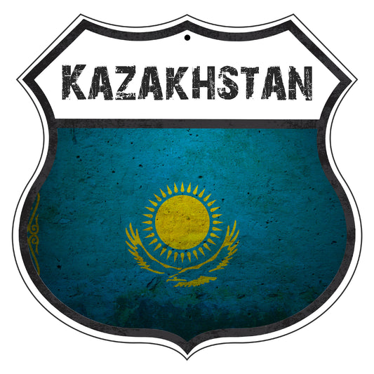 Kazakhstan Flag Shield Sign