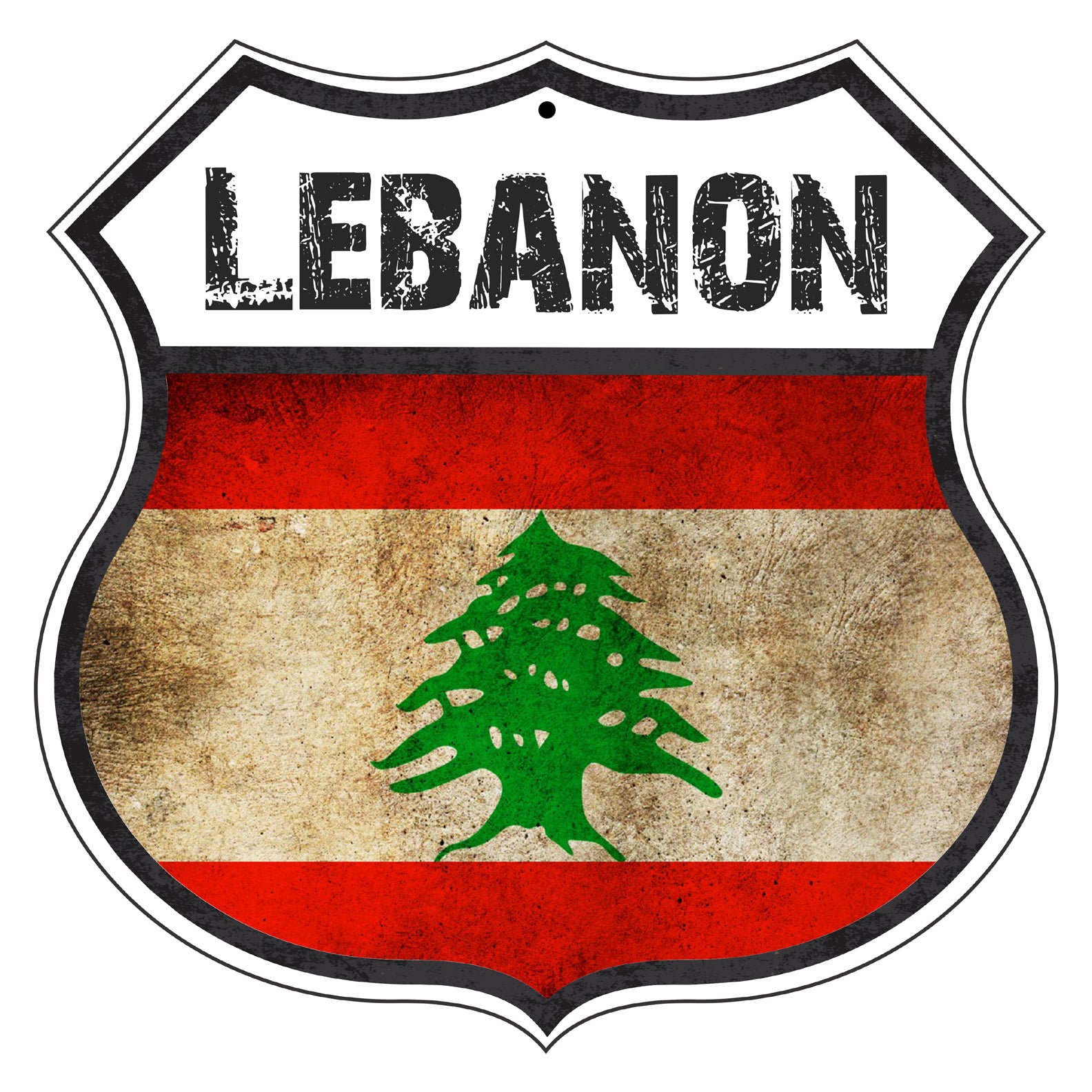 Lebanon Flag Shield Sign