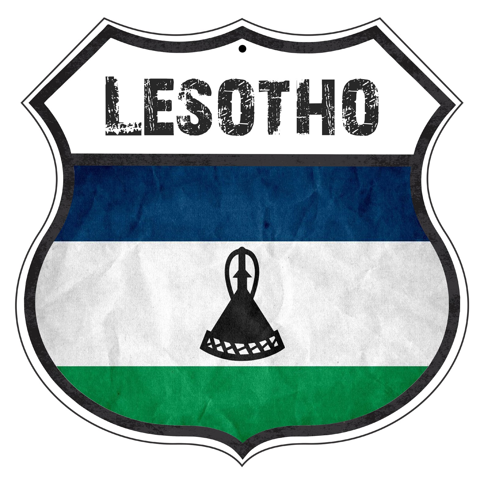 Lesotho Flag Shield Sign