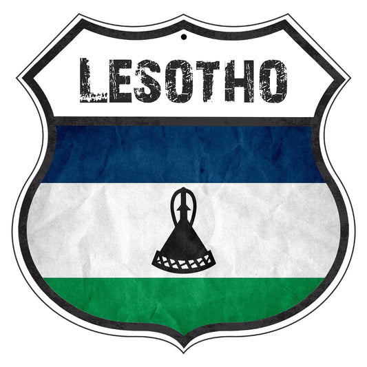 Lesotho Flag Shield Sign