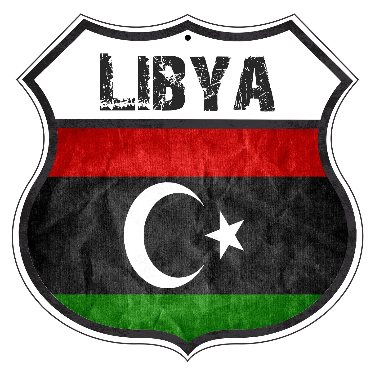 Country Of Libya Flag | Metal Shield Sign – Sign Fever