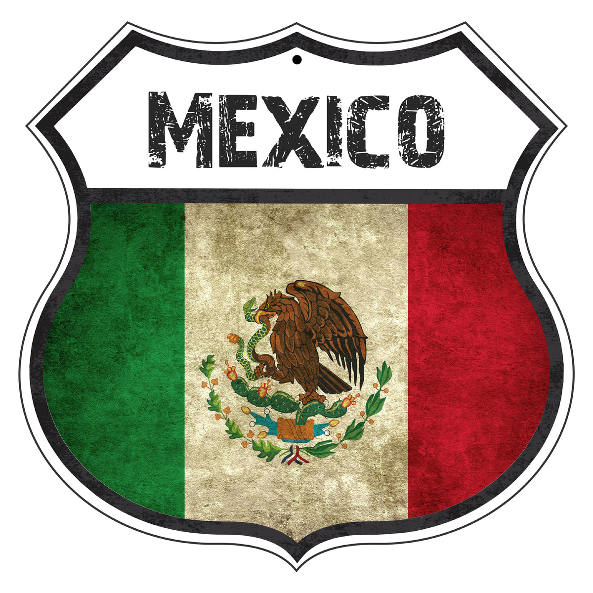 Mexico Multicolor Sign Country Of Mexico Flag | Metal Shield Sign – Sign Fever