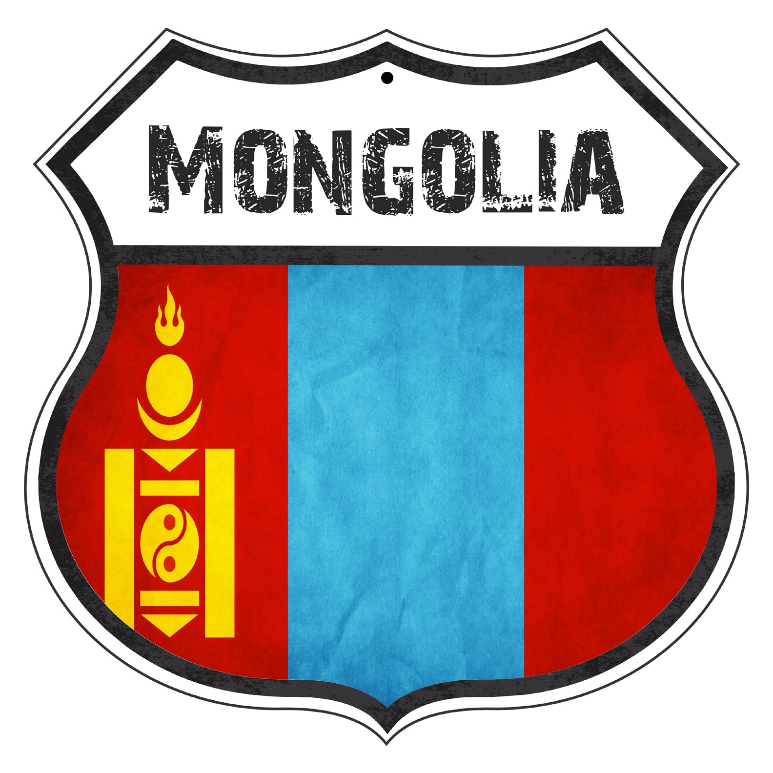 Mongolia Flag Shield Sign