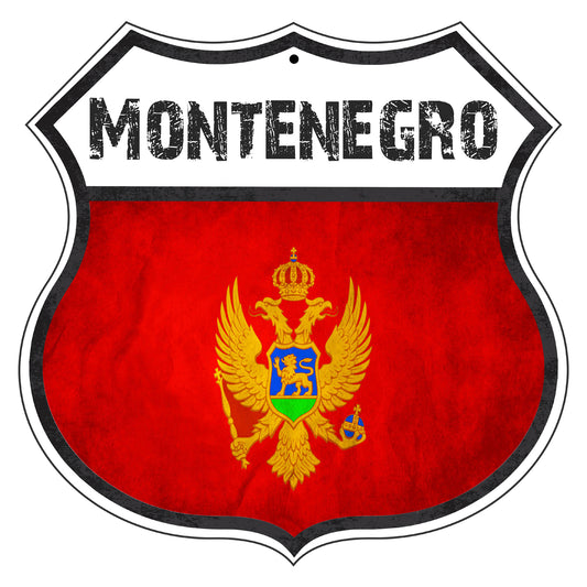 Montenegro Flag Shield Sign