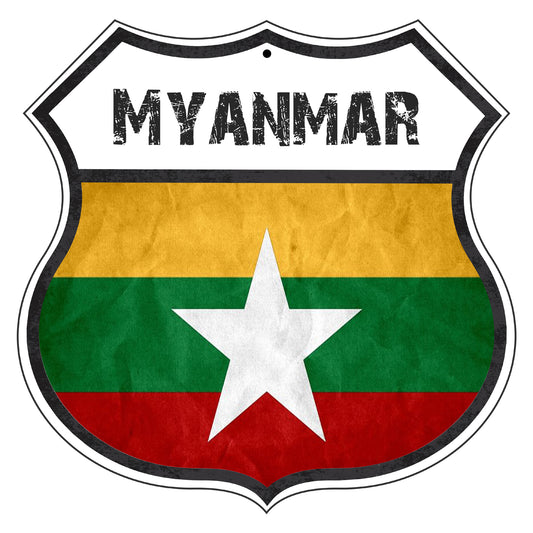 Myanmar Flag Shield Sign