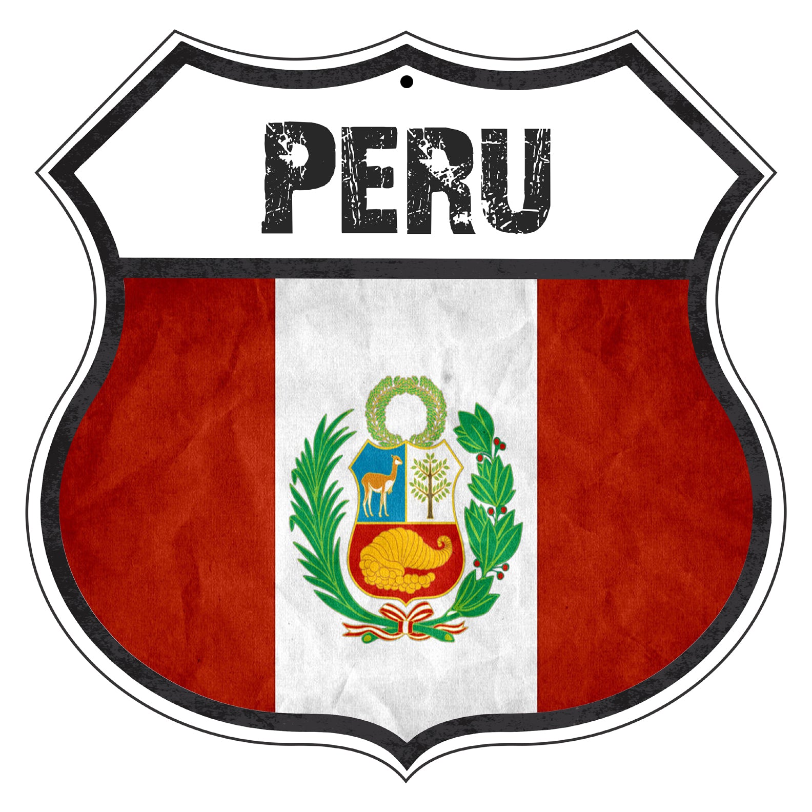 Peru Signage Country Of Peru Flag | Metal Shield Sign – Sign Fever
