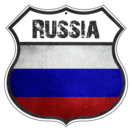 Russia Flag Shield Sign