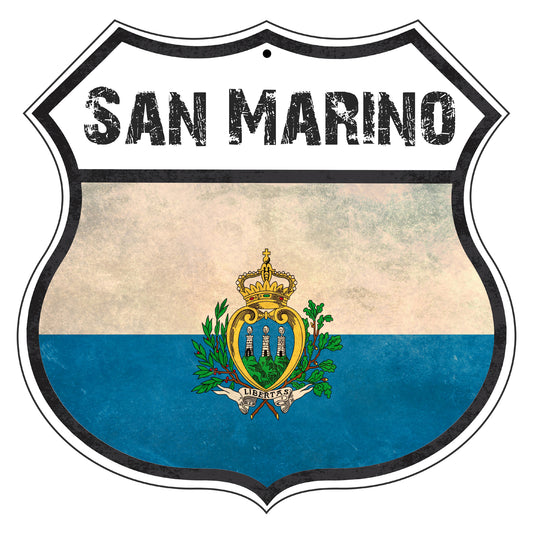 San Marino Flag Shield Sign
