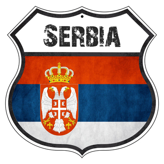 Serbia Flag Shield Sign