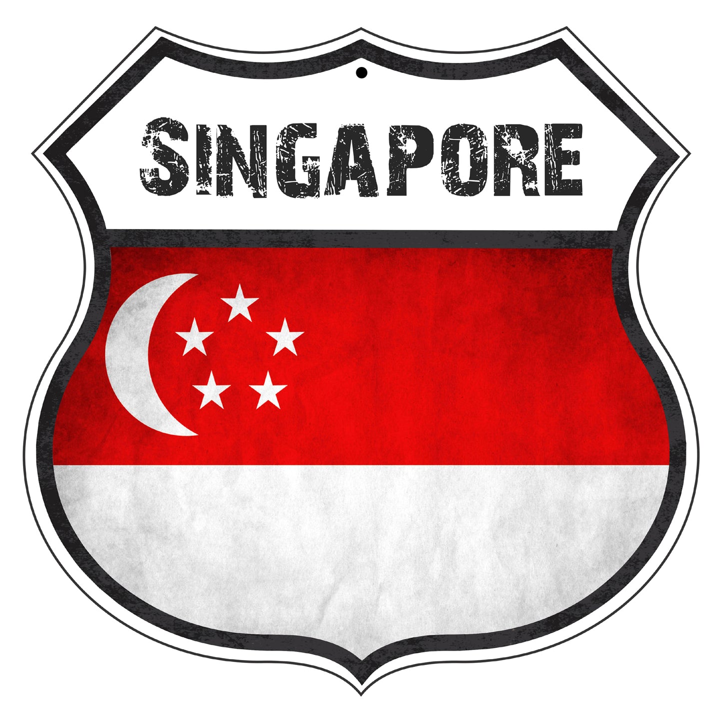 Singapore Flag Shield Sign