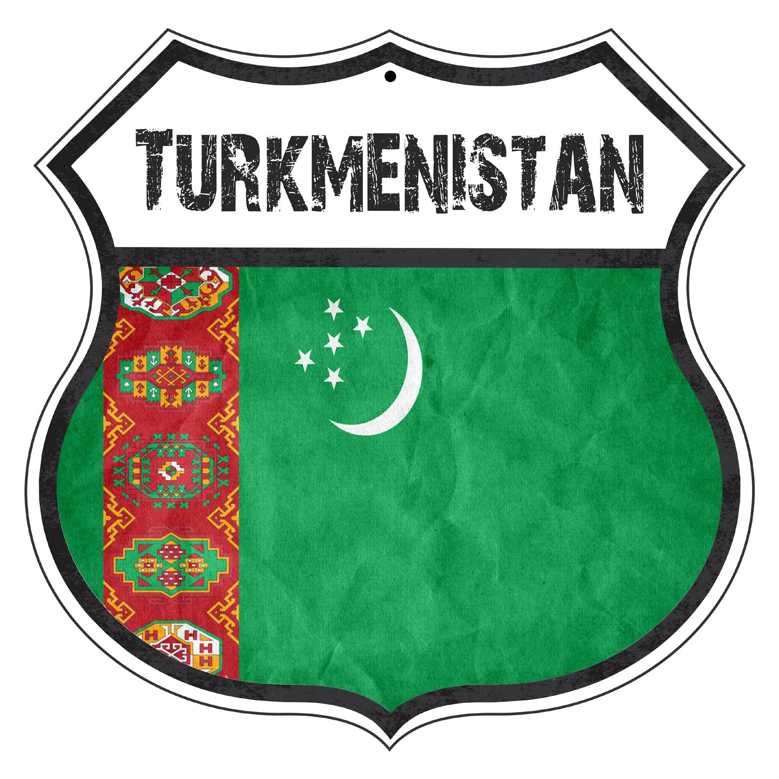 Turkmenistan Flag Shield Sign