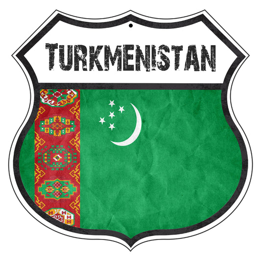 Turkmenistan Flag Shield Sign