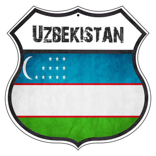 Uzbekistan Flag Shield Sign