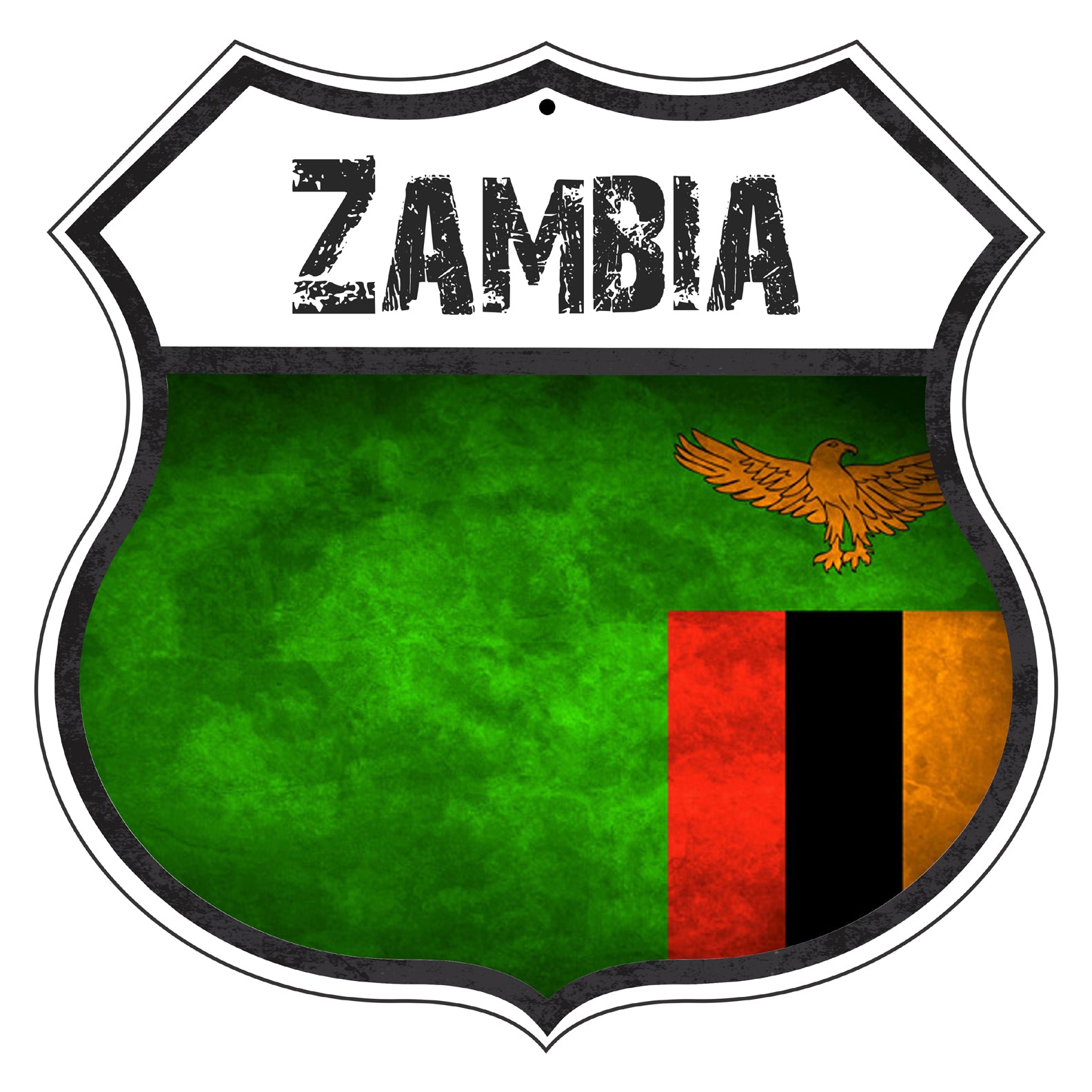 Zambia Flag Shield Sign