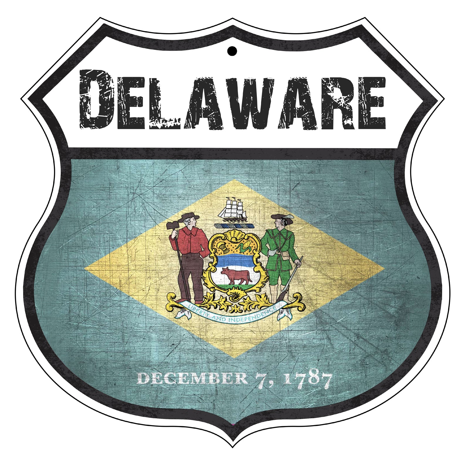 Delaware Flag Shield Sign