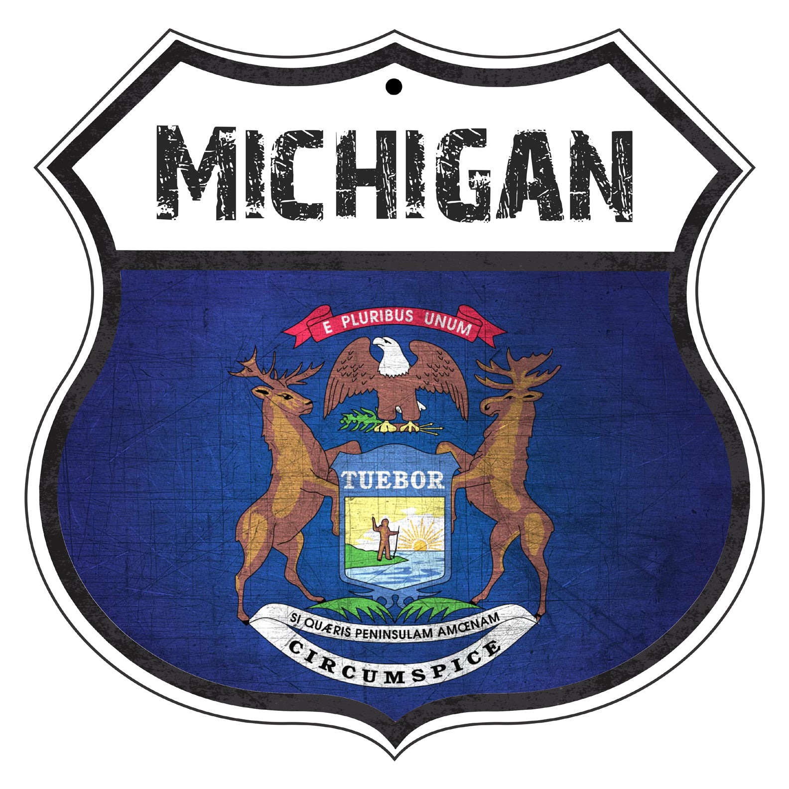 State Of Michigan Flag | Metal Shield Sign – Sign Fever