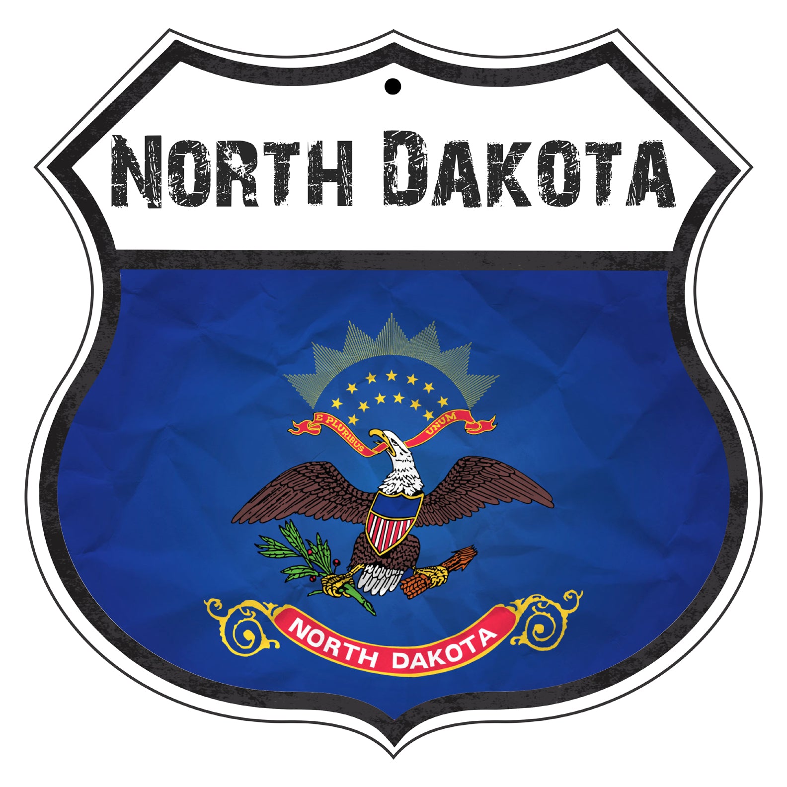 State Of North Dakota Flag | Metal Shield Sign – Sign Fever