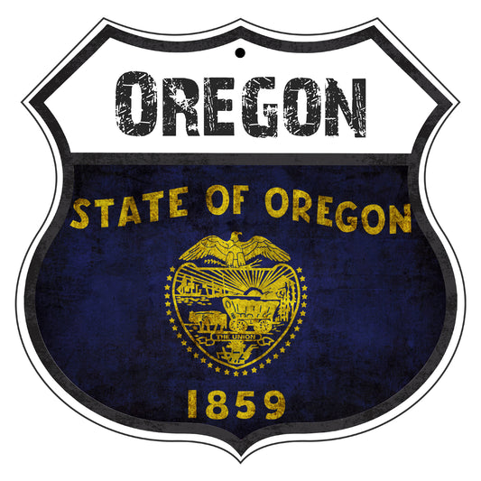 Oregon State Of Oregon 1859  Flag Shield Sign