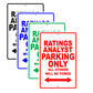 Ratings Analyst Parking Only All Others Will Be Towed Aluminum Metal Sign Plate