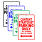 Content Strategist Parking Only All Others Will Be Towed Aluminum Metal Sign Plate