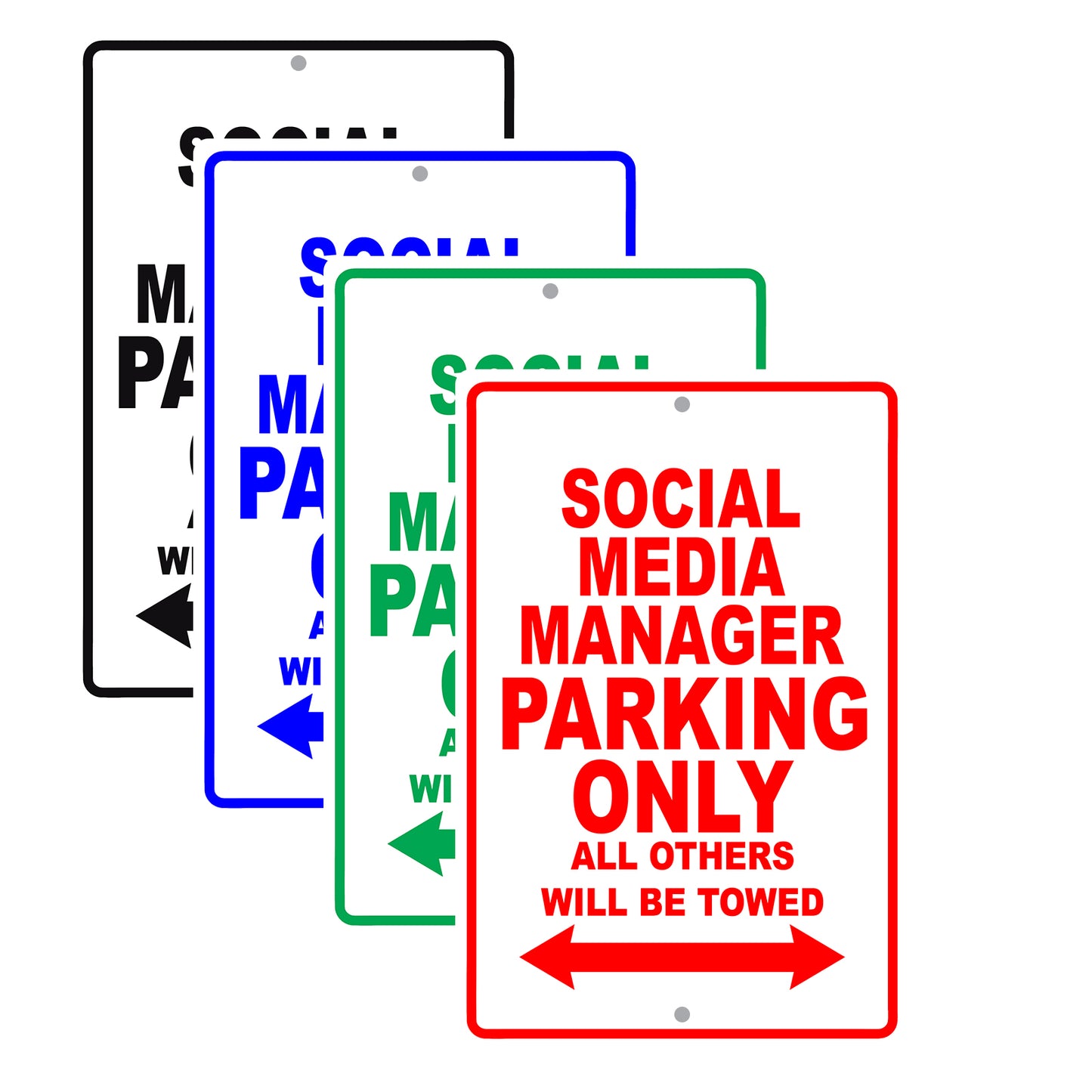 Social Media Manager Parking Only All Others Will Be Towed Aluminum Metal Sign Plate