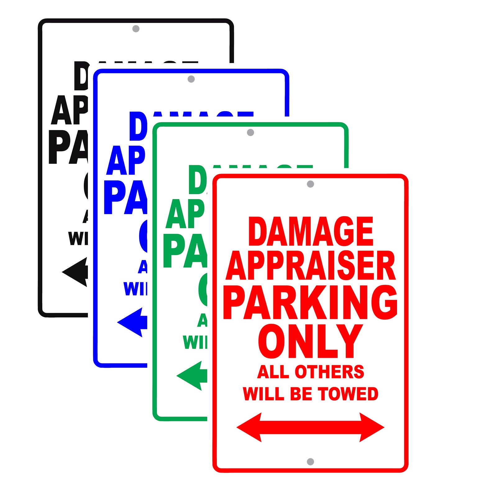 Damage Appraiser Parking Only All Others Will Be Towed Aluminum Metal Sign Plate