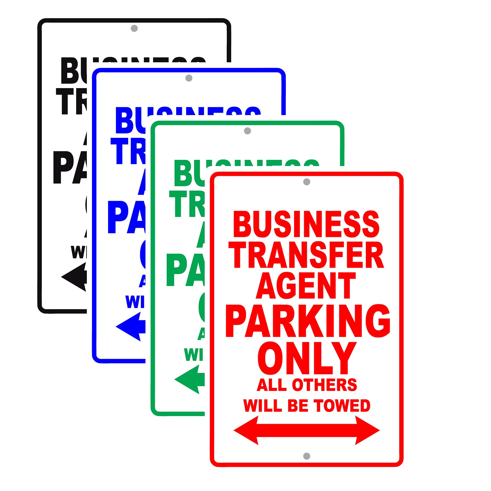 Business Transfer Agent Parking Only All Others Will Be Towed Aluminum Metal Sign Plate