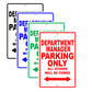 Department Manager Parking Only All Others Will Be Towed Aluminum Metal Sign Plate