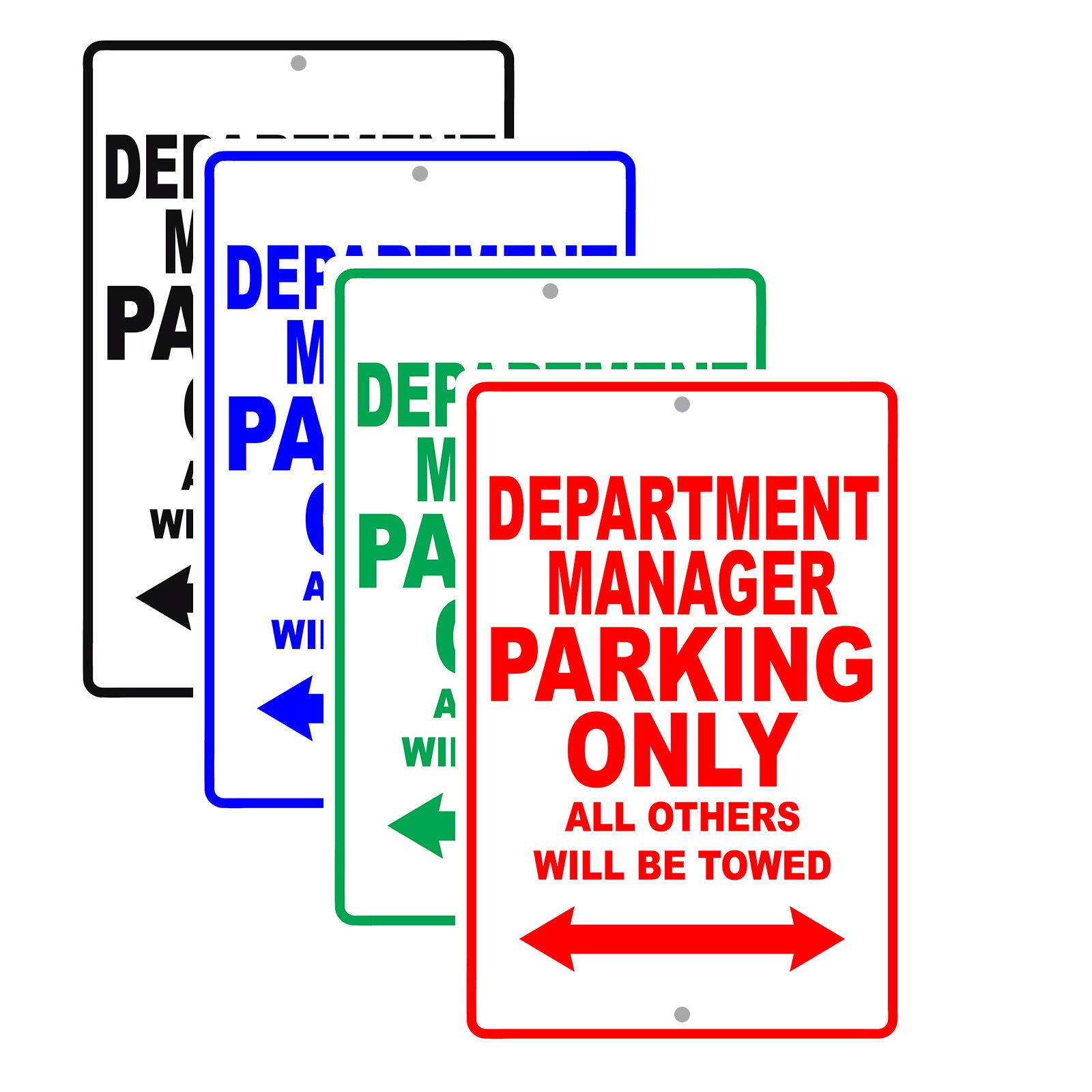 Department Manager Parking Only All Others Will Be Towed Aluminum Metal Sign Plate