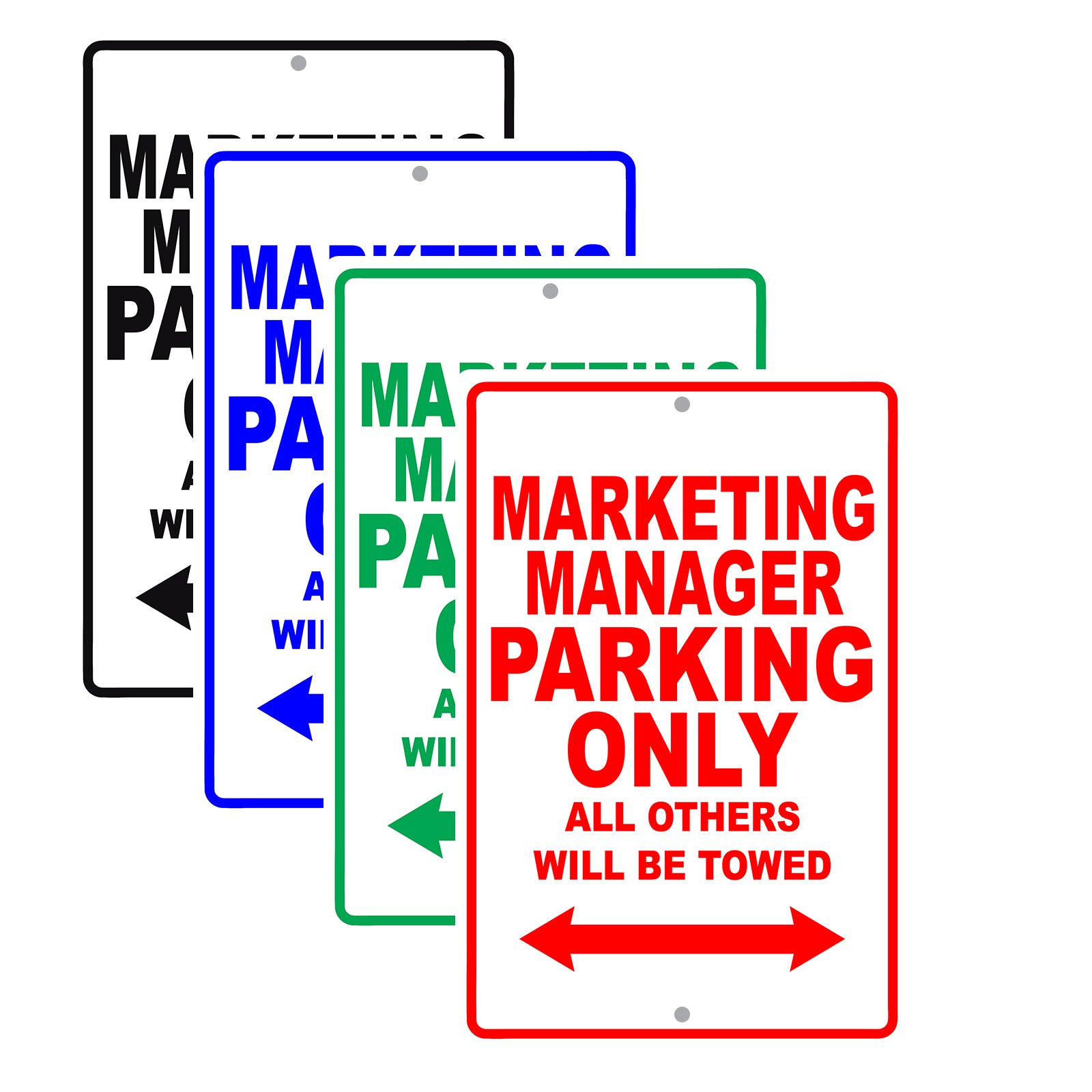 Marketing Manager Parking Only All Others Will Be Towed Aluminum Metal Sign Plate