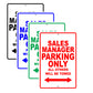 Sales Manager Parking Only All Others Will Be Towed Aluminum Metal Sign Plate
