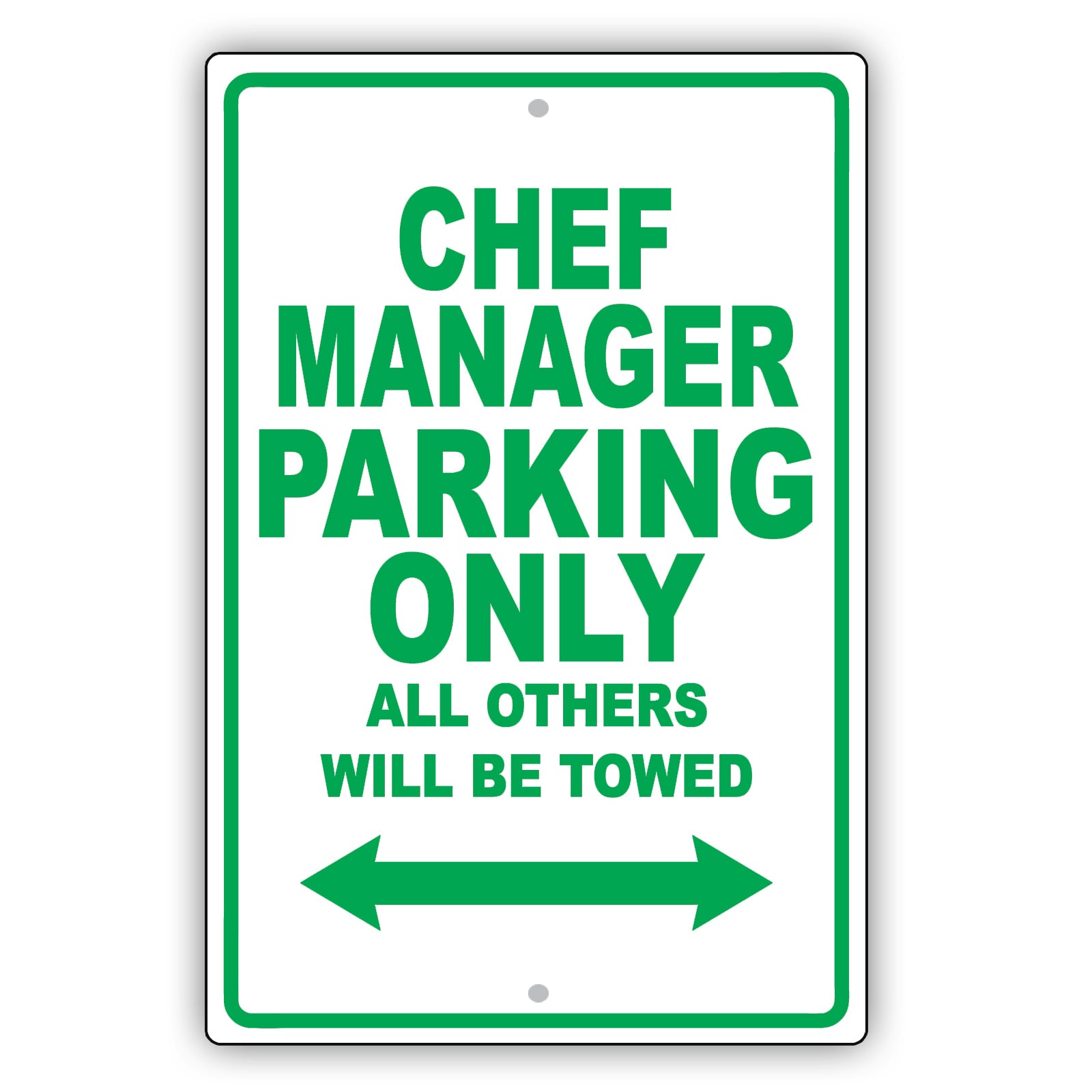 Chef Manager Parking Only All Others Will Be Towed Aluminum Metal Sign Plate
