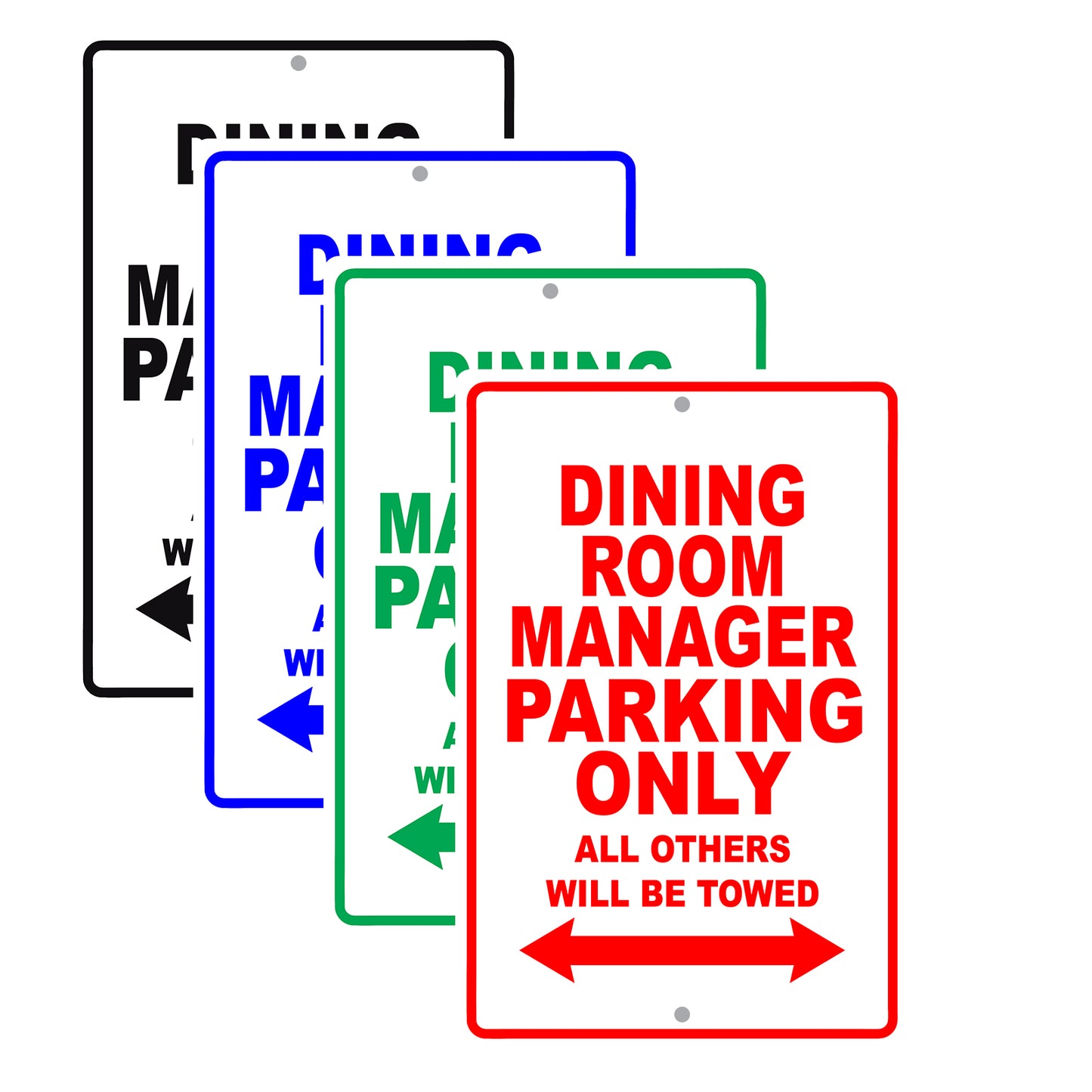 Dining Room Manager Parking Only All Others Will Be Towed Aluminum Metal Sign Plate