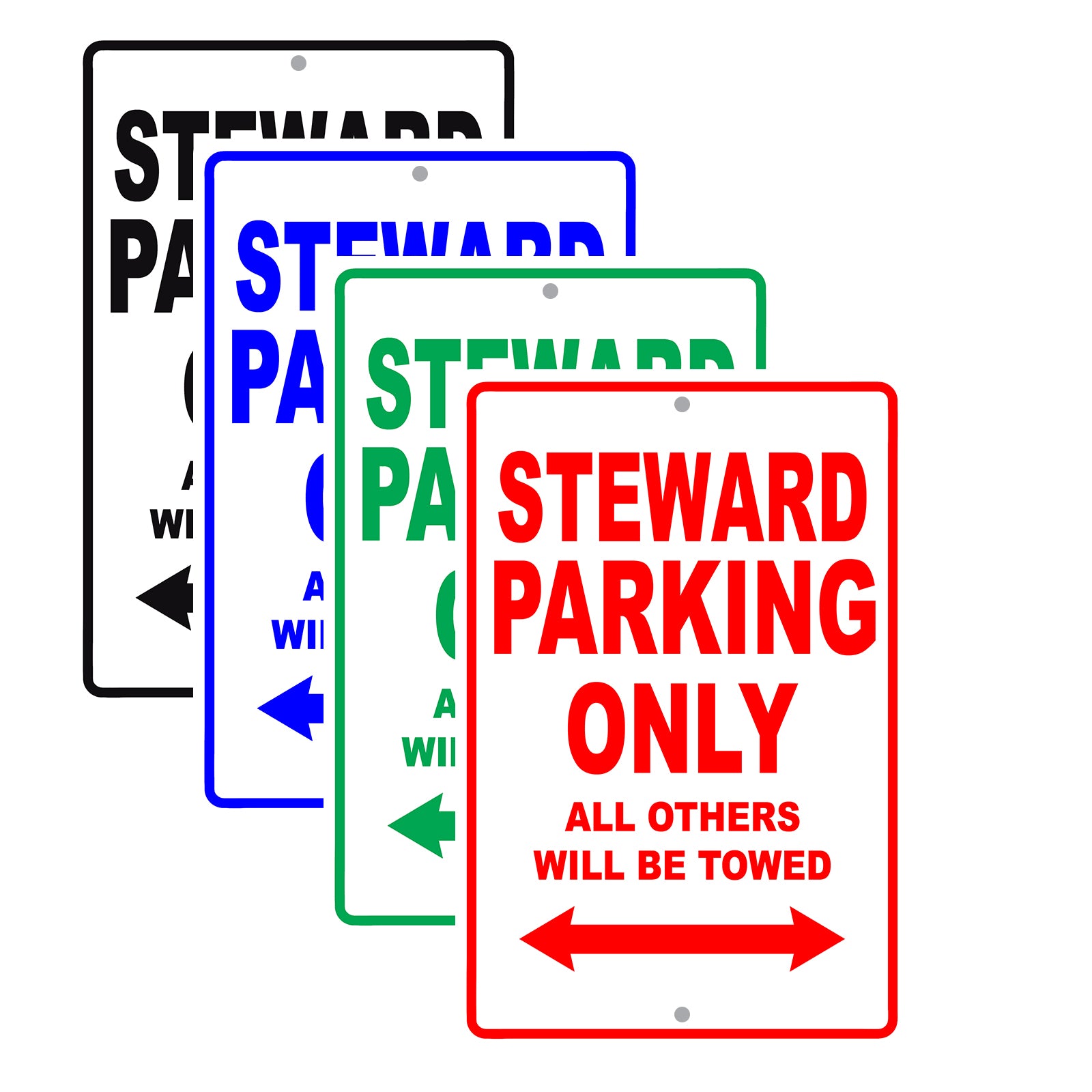 Steward Parking Only All Others Will Be Towed Aluminum Metal Sign Plate